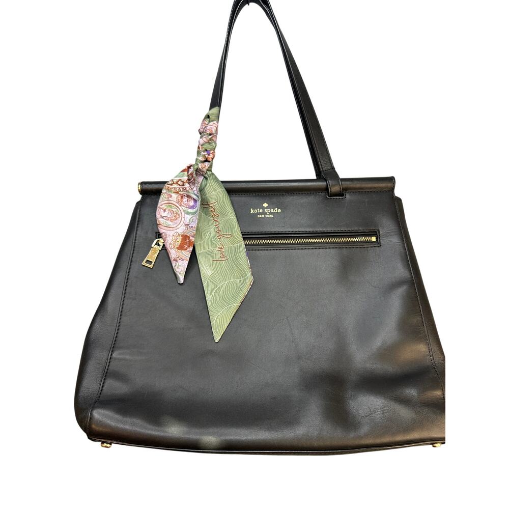 Kate Spade Smooth Leather Rolled Handle Tote Scarf